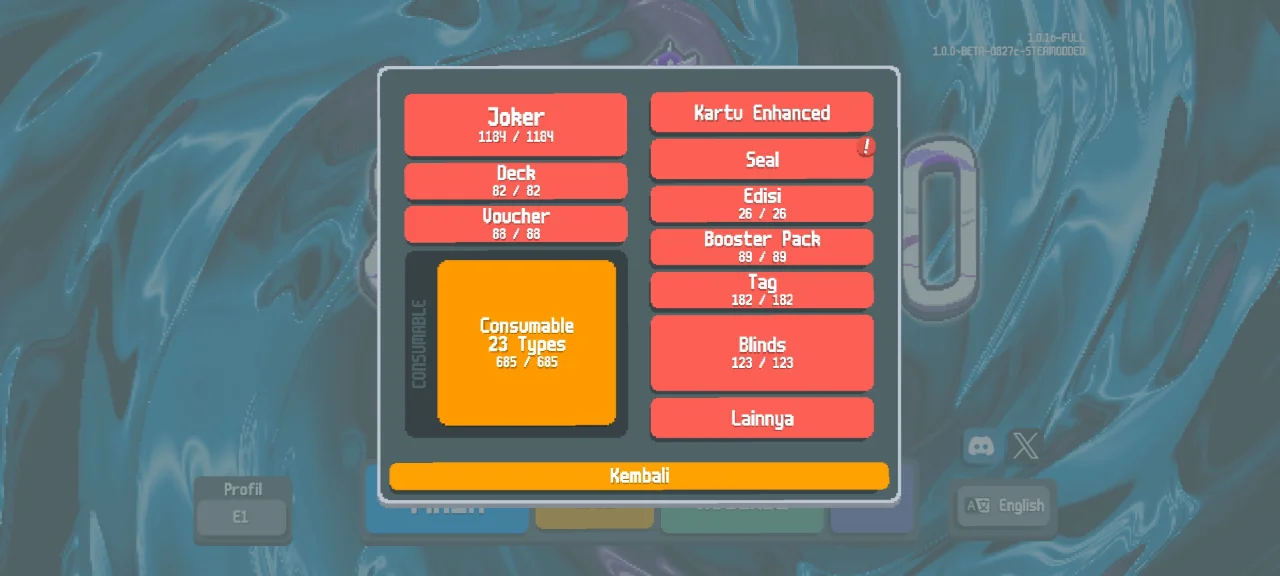Tangkapan layar Balatro Mega Mod 1184 Joker Bahasa Indonesia Android, 2 dari 9